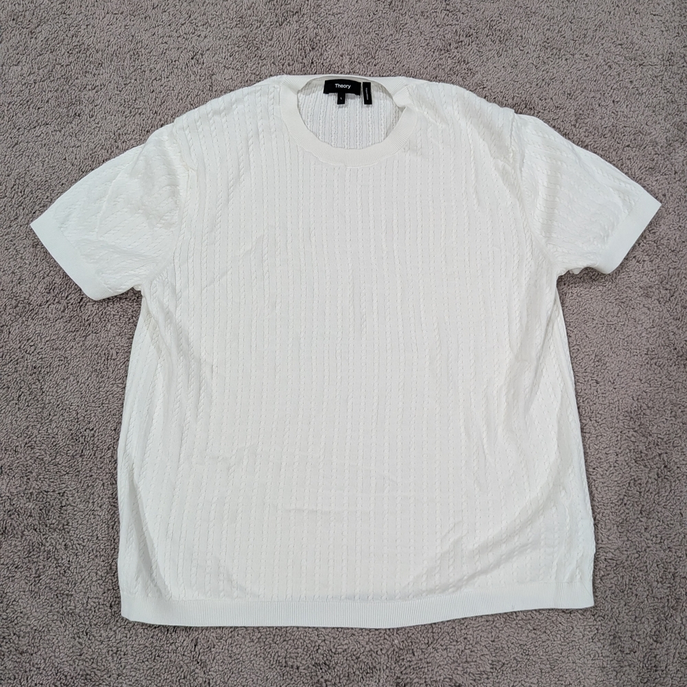 Theory Cable Short‎ Sleeve Cotton Blend Sweater